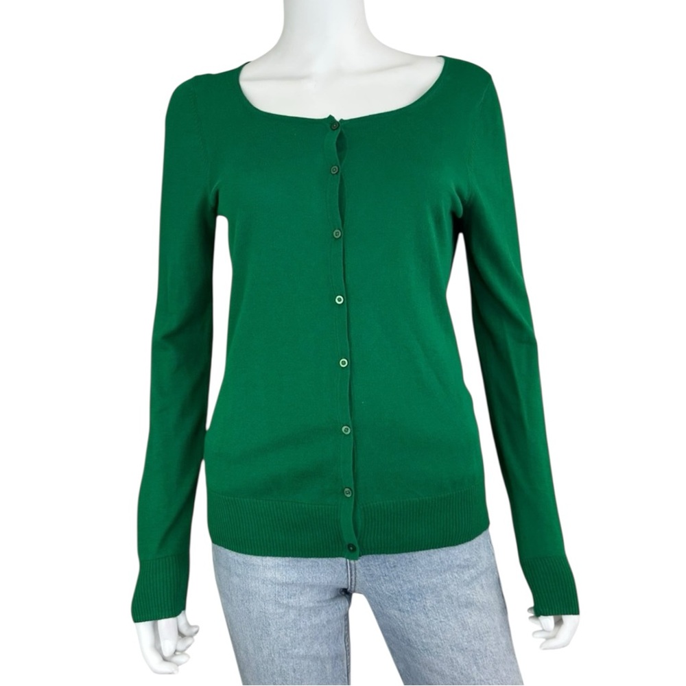 White + Warren Green cotton Sweater